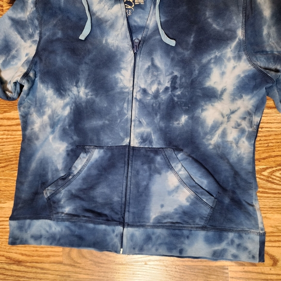 Made For Life Blue & White Tie Dye Zip-up Hoodie Women’s Size PL - Picture 4 of 8